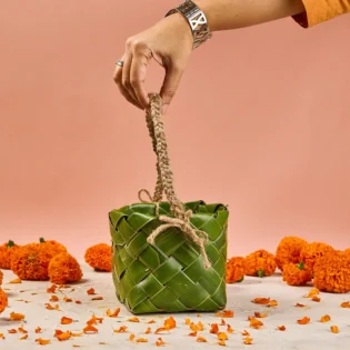 Square Woven Leaf Basket - Image 2