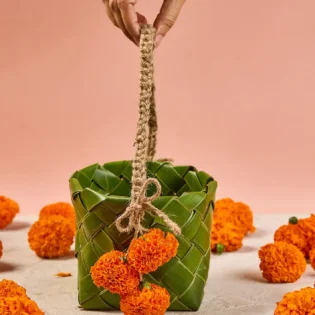 Square Woven Leaf Basket - Image 3
