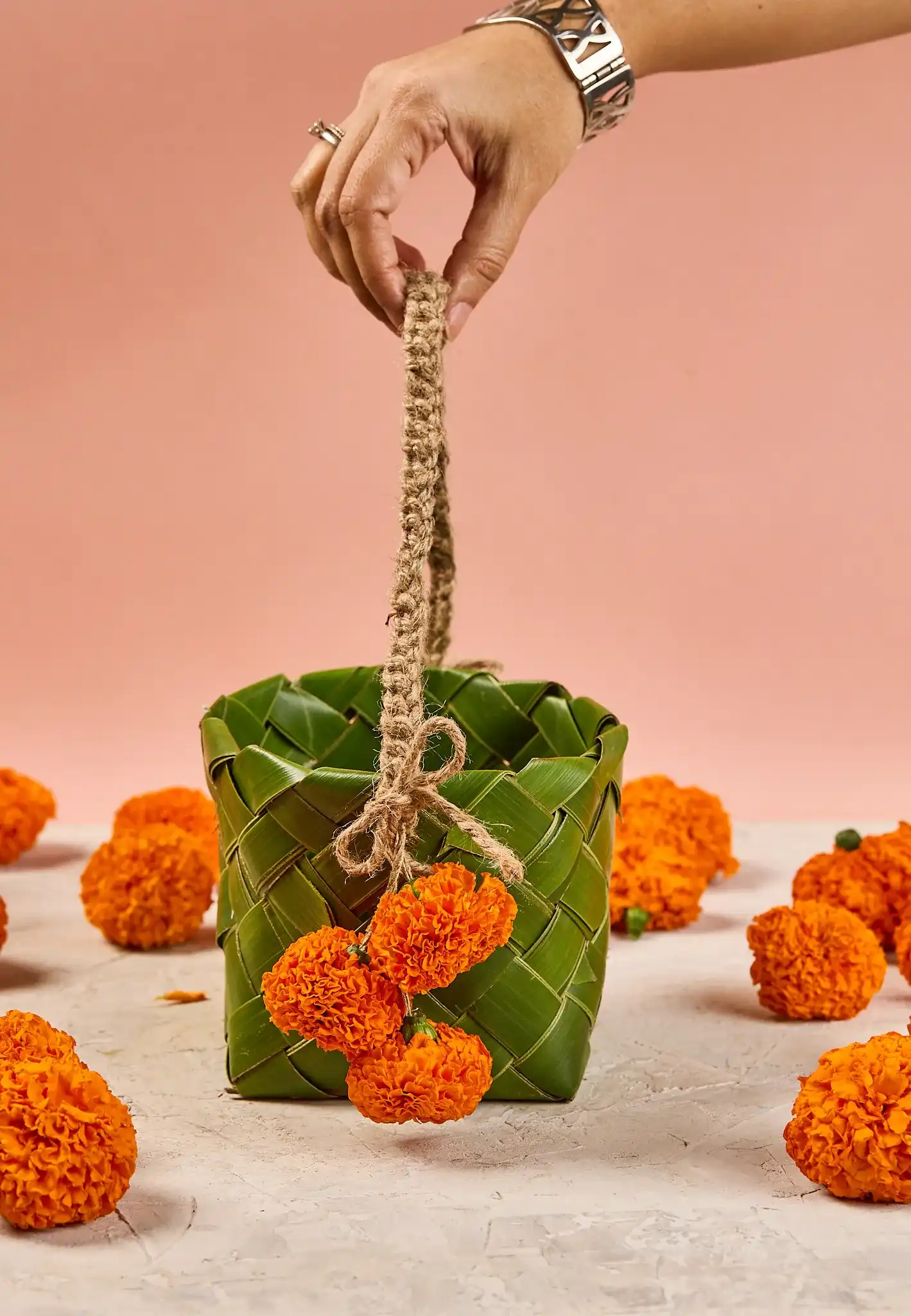 Square Woven Leaf Basket - Image 3