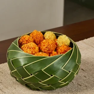 Round Woven Leaf Basket - Image 2