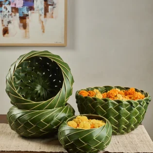 Round Woven Leaf Basket